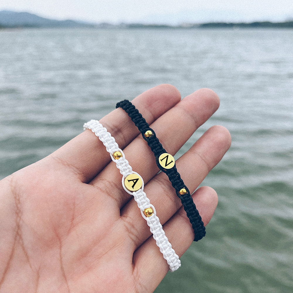 Couple Bracelets Set Customised 2 Letters Bracelet Adjustable Bracelet Valentine's Day Gift for Couples-Jessemade AU