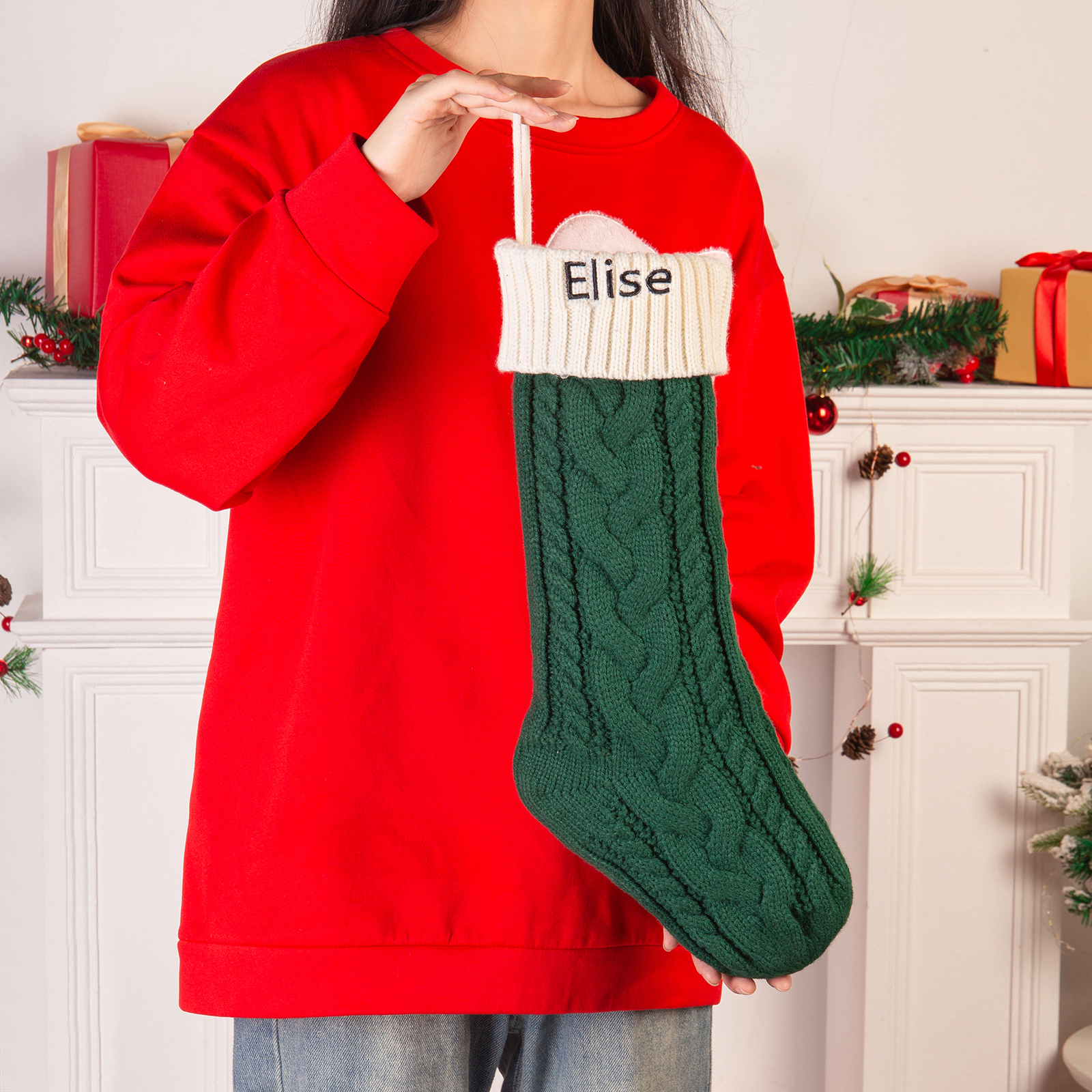 Personalised Christmas Stocking Ornaments Custom 1 Name Xmas Stocking Gifts for Family Friends-Jessemade AU