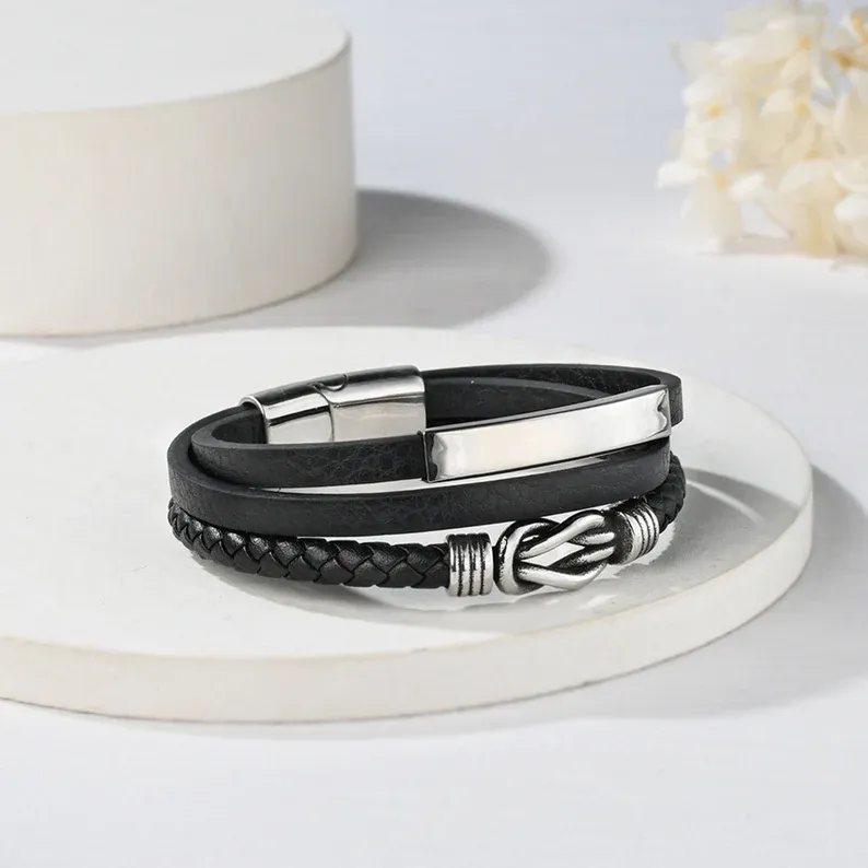 To My Son Infinity Knot Leather Bracelet "Forever Linked Together" Inspirational Gifts For Son-Jessemade AU