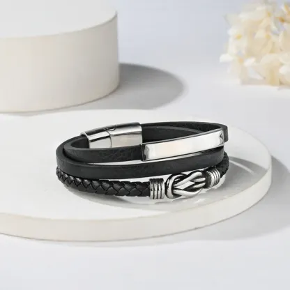 To My Son Infinity Knot Leather Bracelet "Forever Linked Together" Inspirational Gifts For Son-Jessemade AU