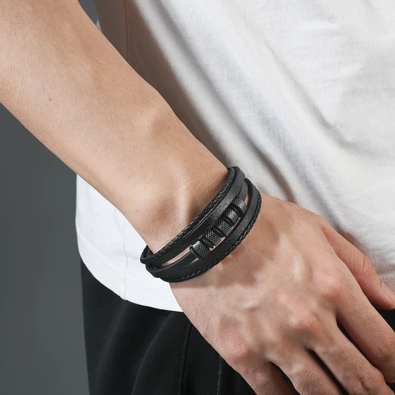 To My Grandson Leather Bracelet "I’ll always be with you" Inspirational Gifts For grandon-Jessemade AU