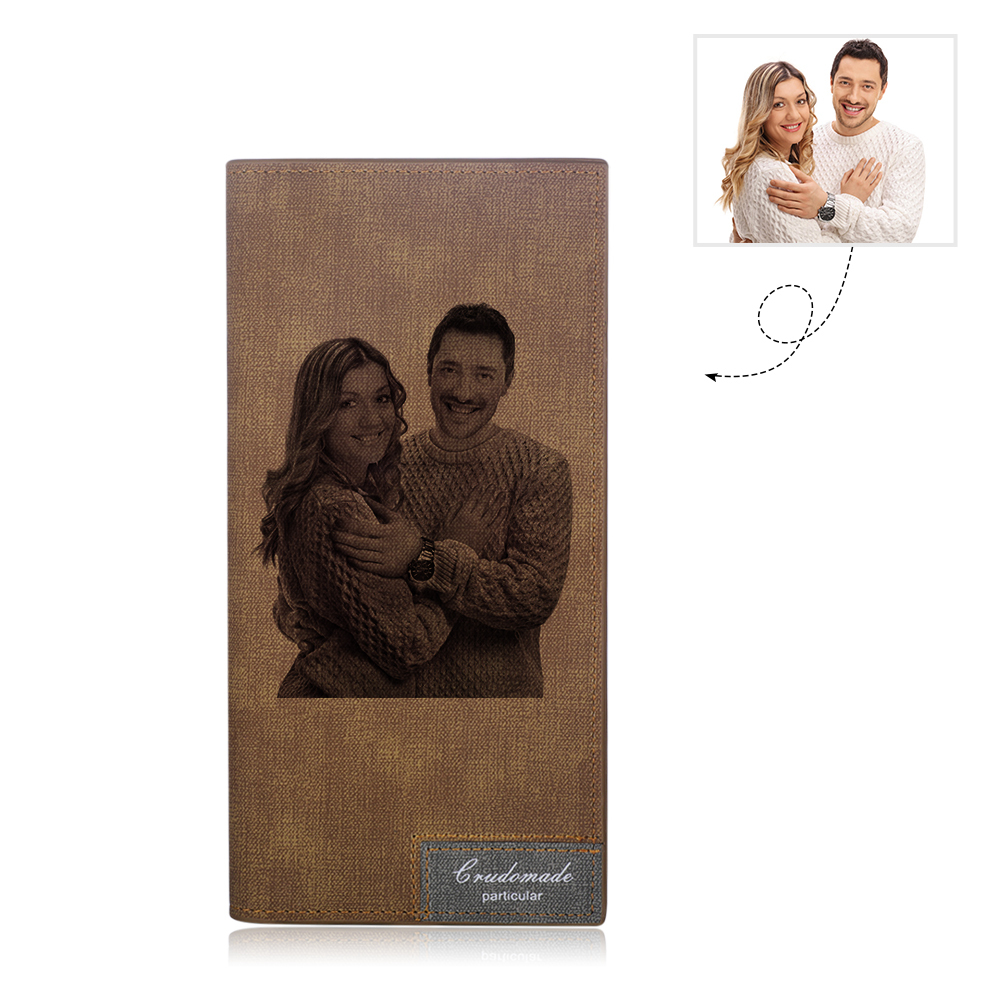 Personalised Leather Wallet Engraved Photo Long Purse Gifts For Men-Jessemade AU