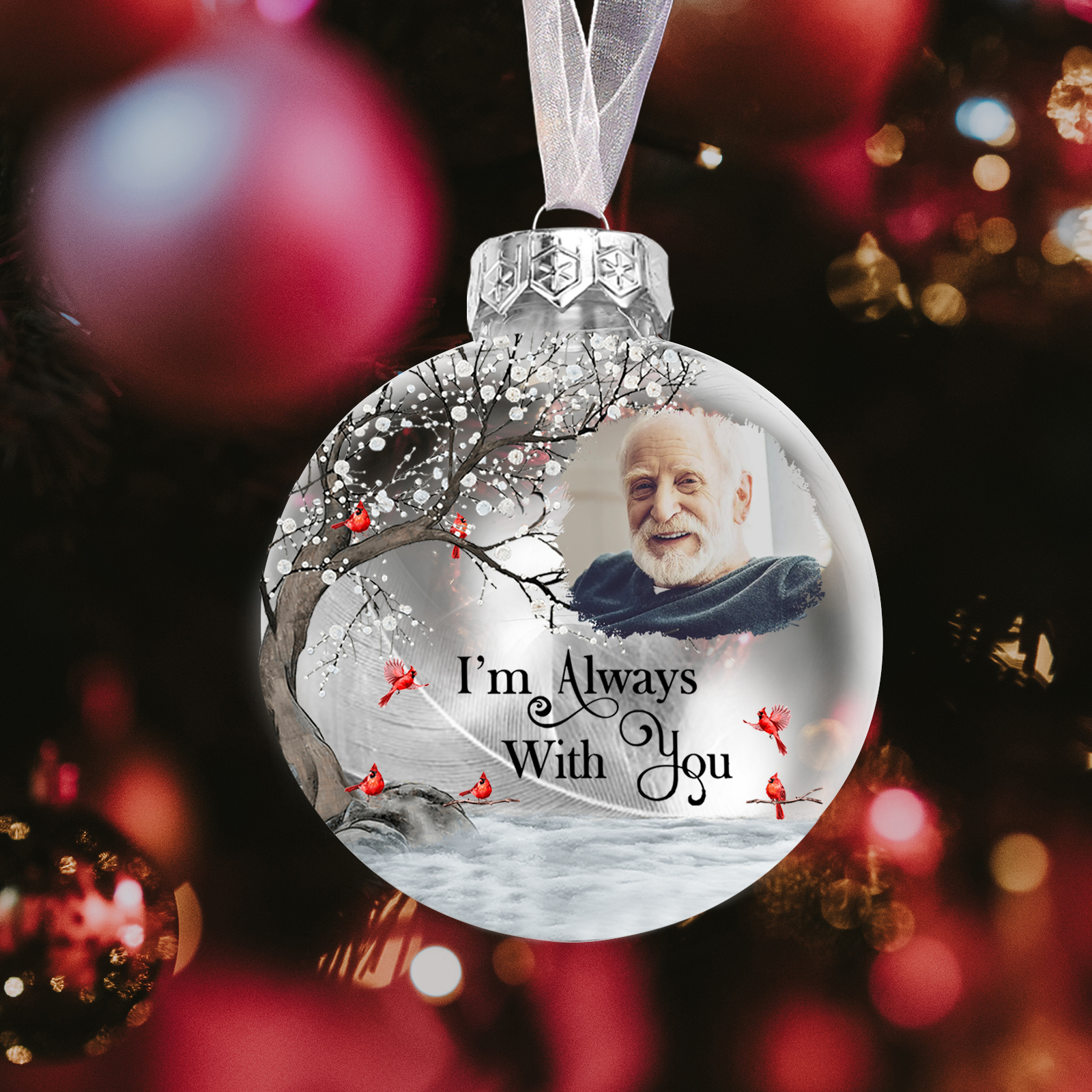 Memorial Ball Feather Ornaments Custom Photo Christmas Hanging Ornament - I'm Always With You-Jessemade AU
