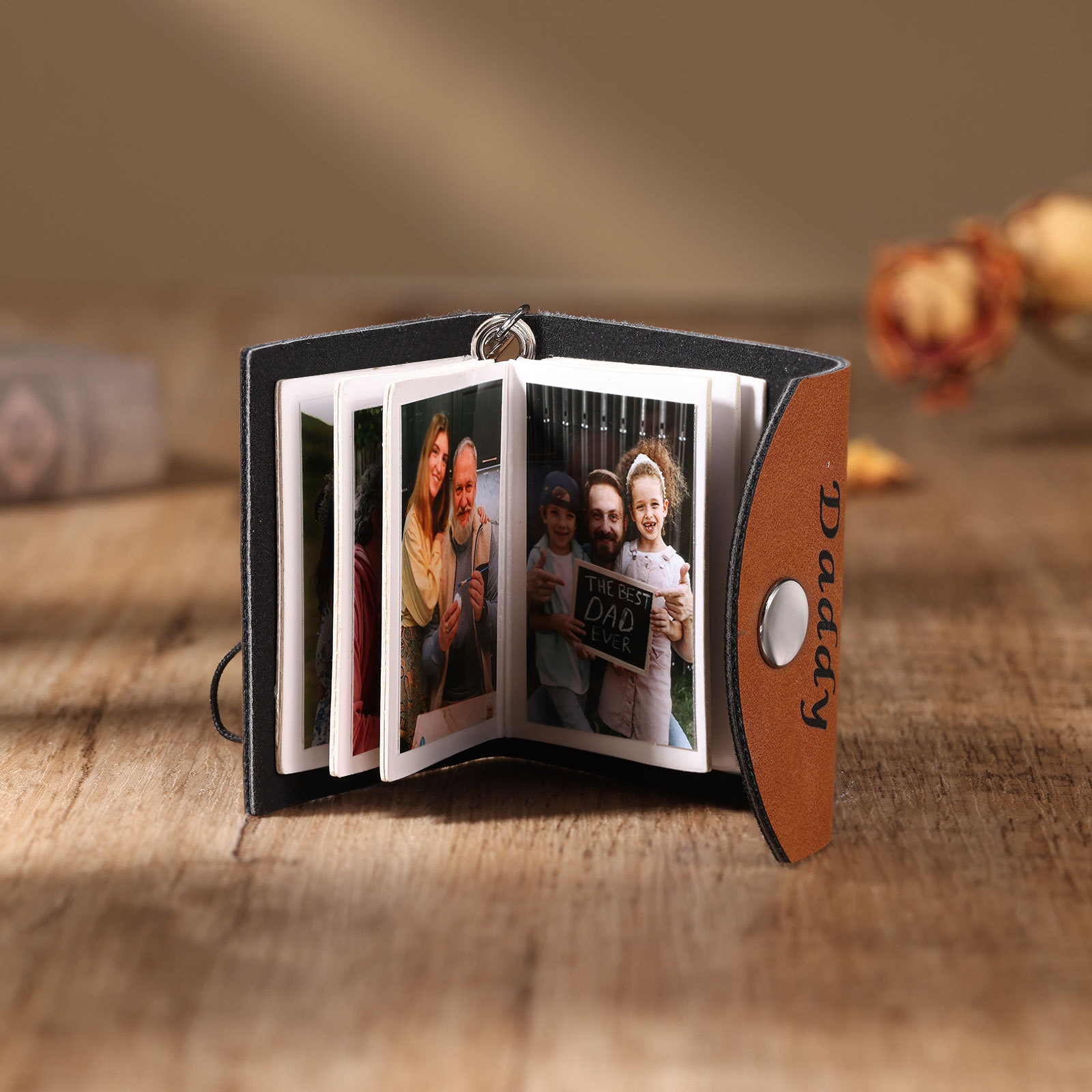 10 Photos - Personalised Mini Album Keychain Customised Photo & Name Leather Keychain Romantic Gift for Her-Jessemade AU