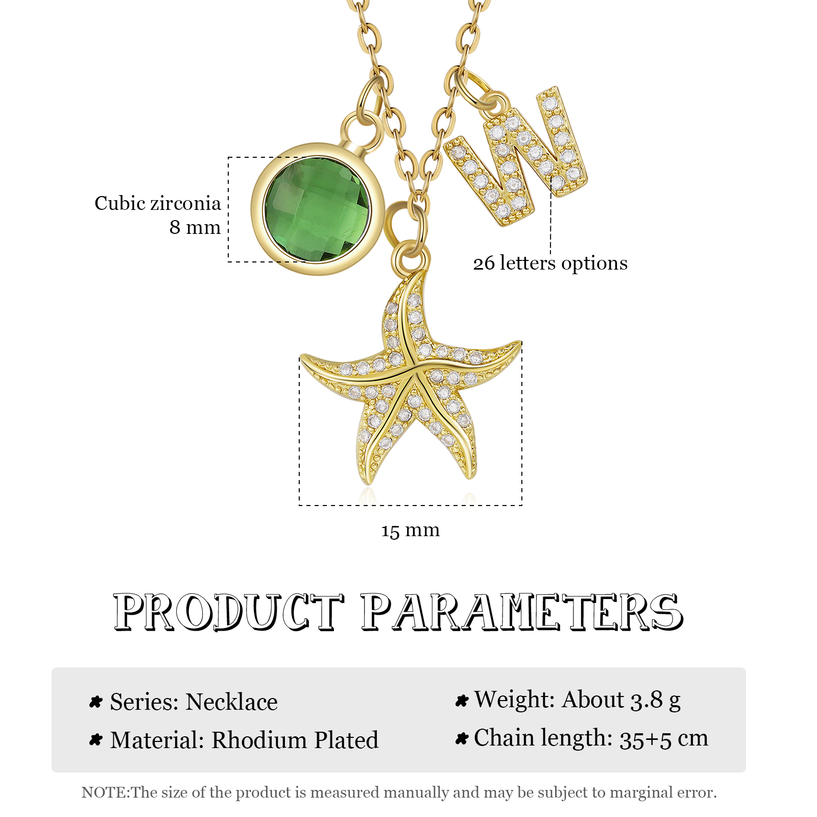 Personalised Starfish Necklace Custom Birthstone and Initial Kid's Necklace-Jessemade AU