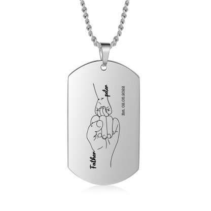 Custom Fist Bump Family Necklace with 1 Kid's Names Personalised Photo Dog Tag Necklace Father's Day Gifts-Jessemade AU