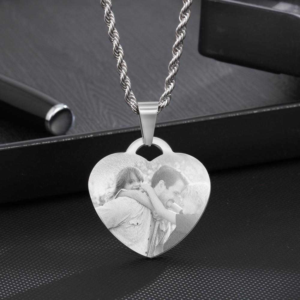 Personalised Heart Necklace Custom Photo Necklace Gifts For Him-Jessemade AU