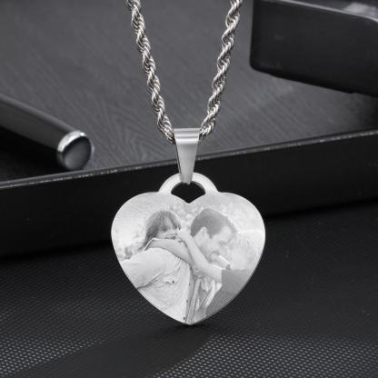 Personalised Heart Necklace Custom Photo Necklace Gifts For Him-Jessemade AU