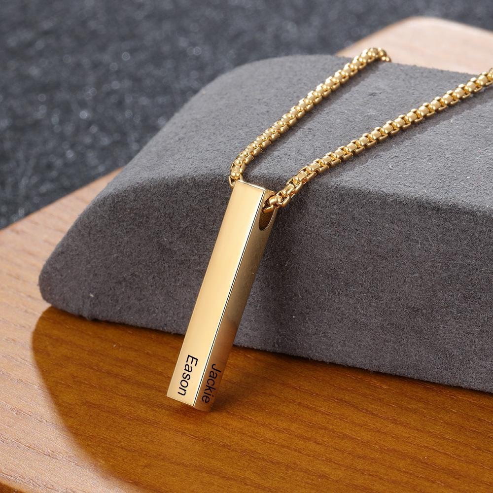 Personalised 3D Bar Necklace 4 Side Vertical Bar Necklace For Her-Jessemade AU