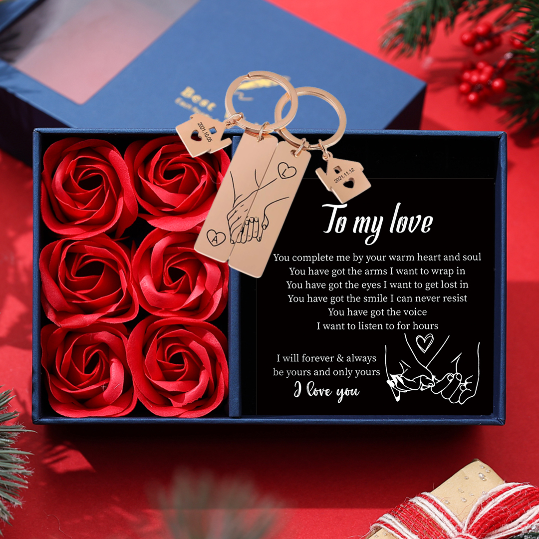 Holding Hands Couple Keychain Set Personalised Date Initial Matching Couple Gifts-Jessemade AU