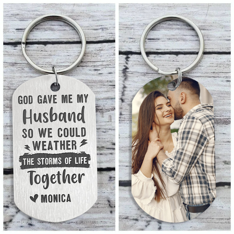 God gave me my husband, Personalised Photo Keychain Gifts For Husband-Jessemade AU