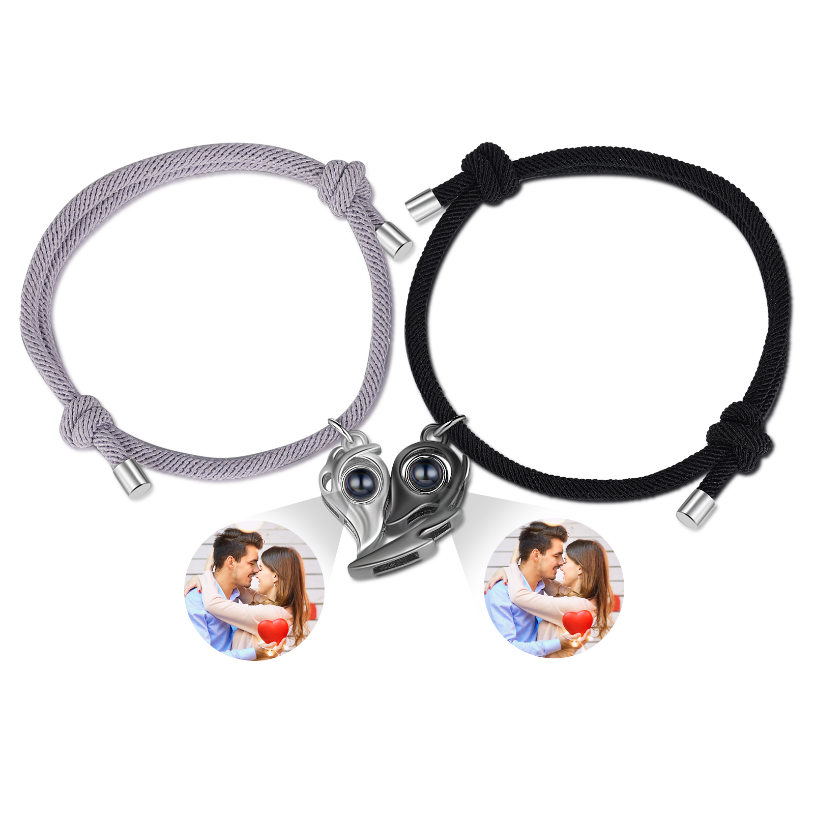 Personalised Magnetic Projection Bracelet Custom Photo Heart Couple Bracelet Creative Gift for Her-Jessemade AU