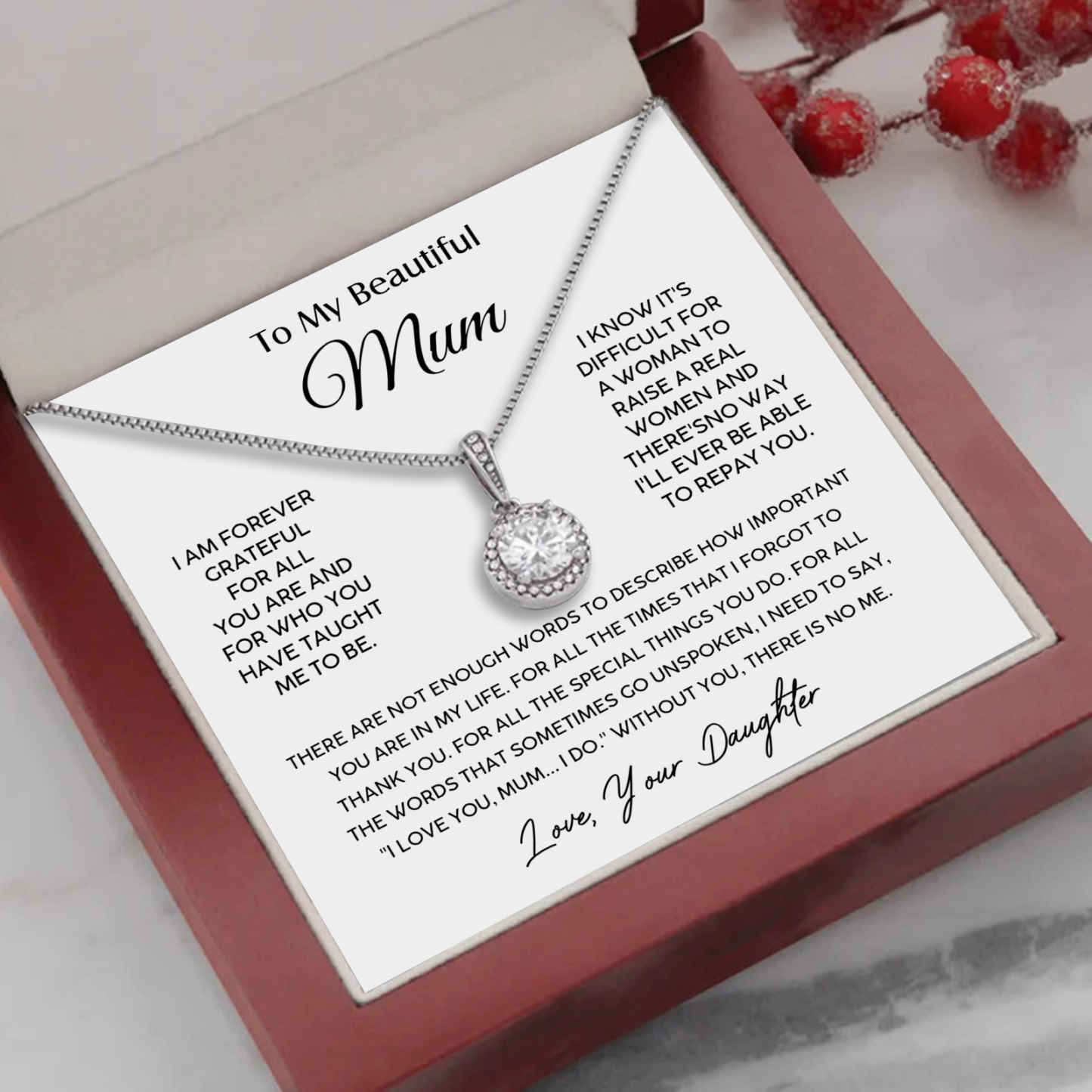 To My Beautiful Mum Necklace Mother's Day Gift Set - I Am Forever Grateful For All You Are And For Who You Have Taught Me Το Be-Jessemade AU