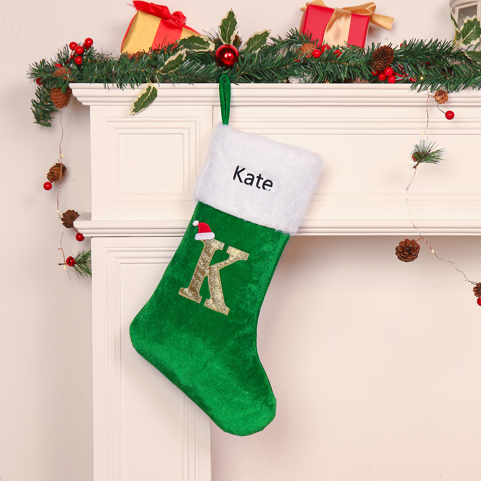 Christmas Letter Stockings Ornaments Custom 1 Name Fireplace Sock Decor Personalised Gifts for Family Friends-Jessemade AU