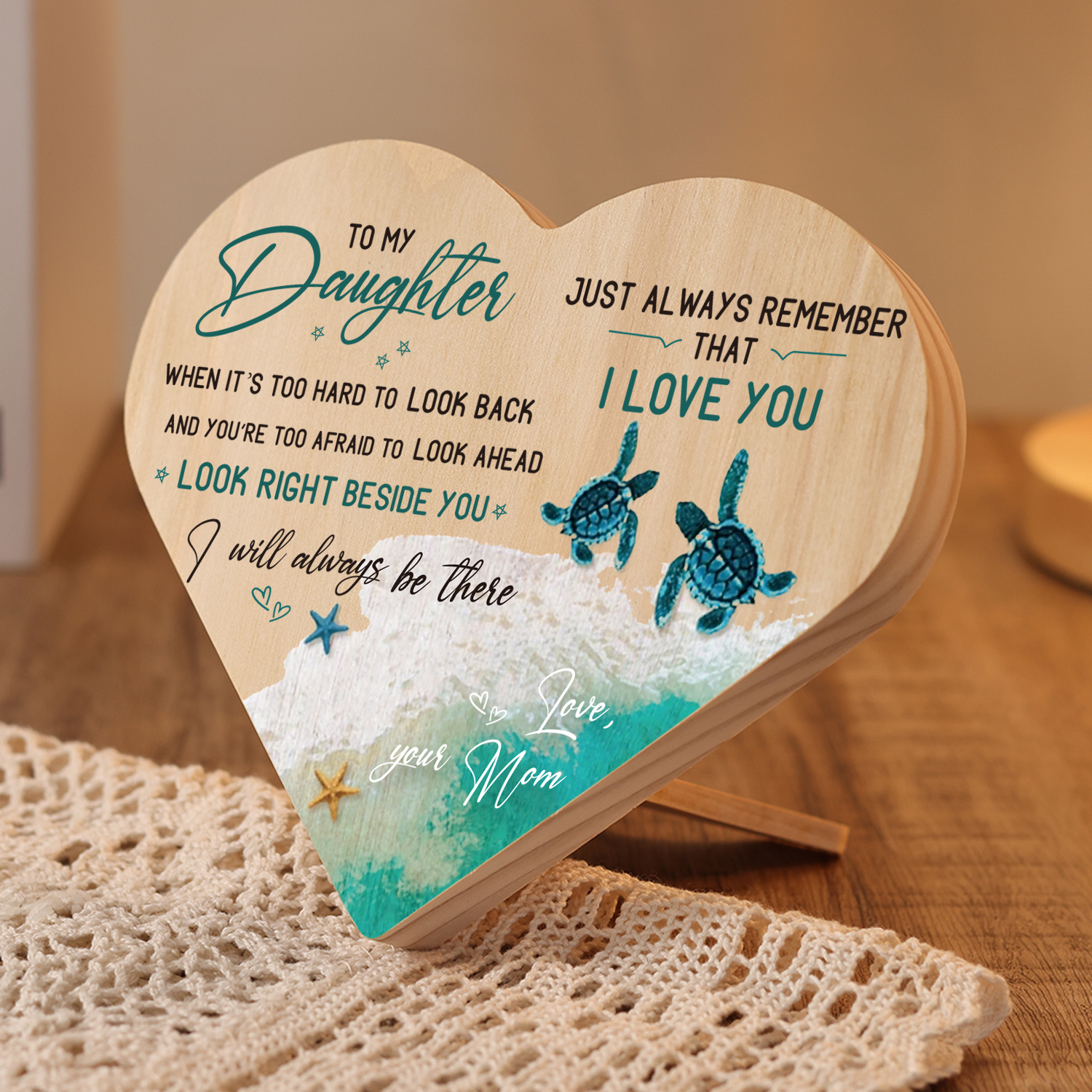 To My Daughter Always Remember That I Love You Wooden Heart Keepsake Desktop Ornament-Jessemade AU