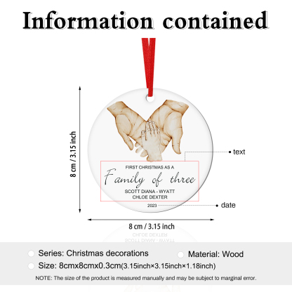 Personalised Christmas Tree Ornaments Wooden Palm Christmas Pendant Custom Text Gifts for Family Friends-Jessemade AU