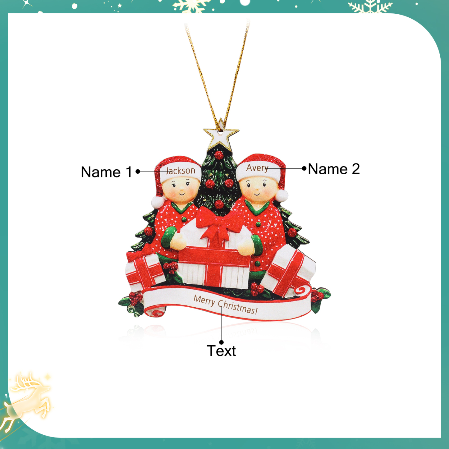Personalised Christmas Tree Ornament Custom 2 Family Members Names Ornament-Jessemade AU