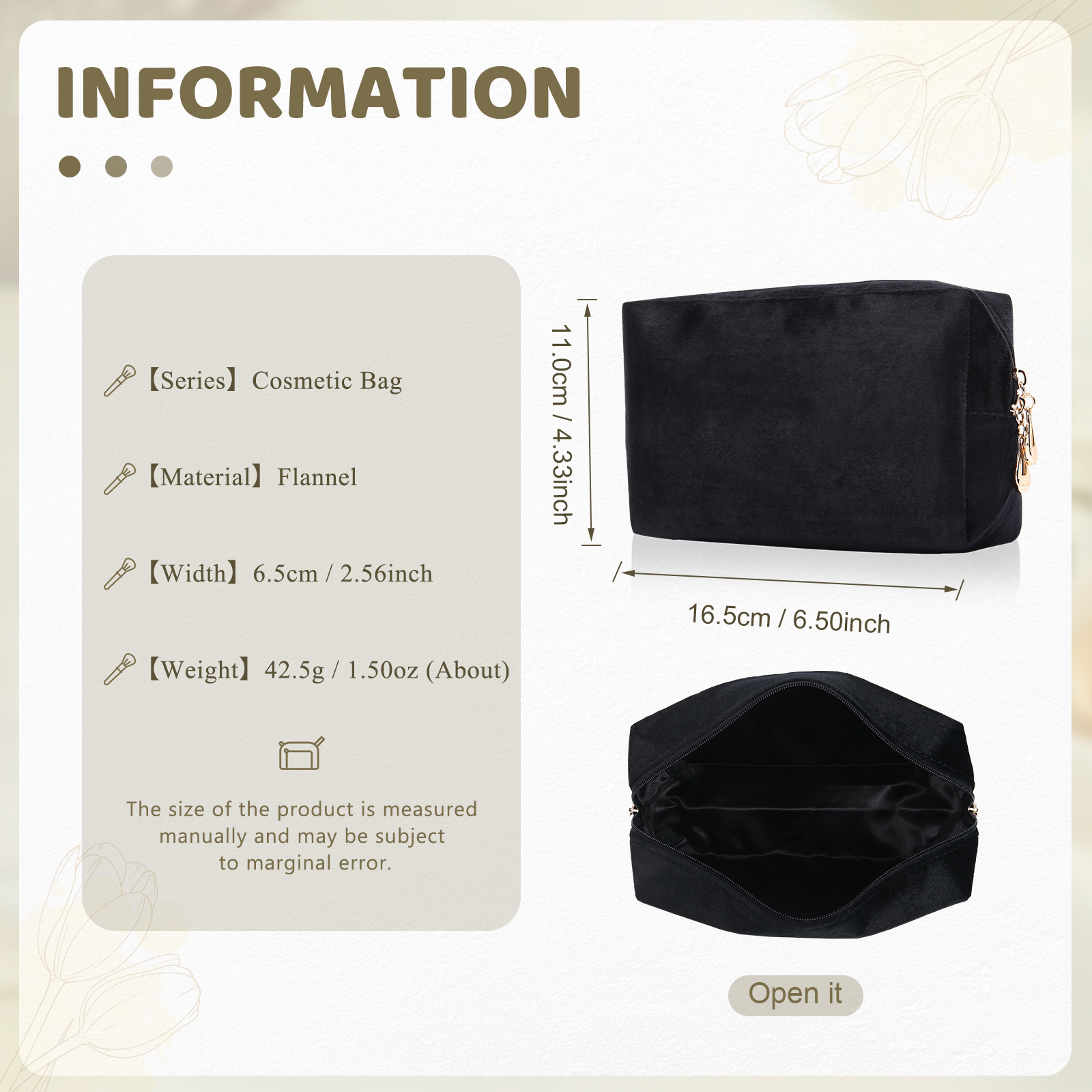 Cosmetic Bag Zipper Makeup Bag Jewelry Storage Bag Gifts for Ladies Girls-Jessemade AU