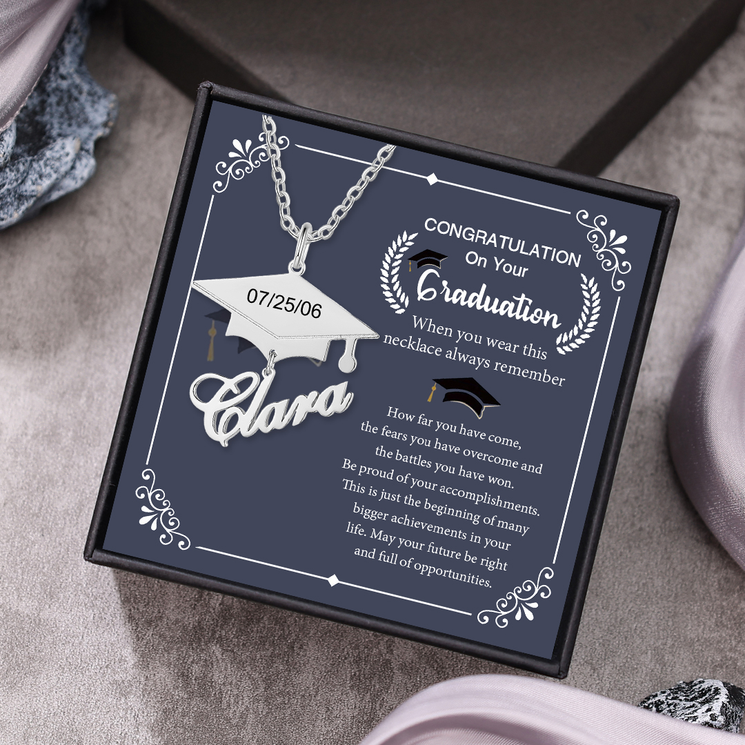 Personalised Graduation Name Necklace Bachelor Cap Necklace Gift-Jessemade AU