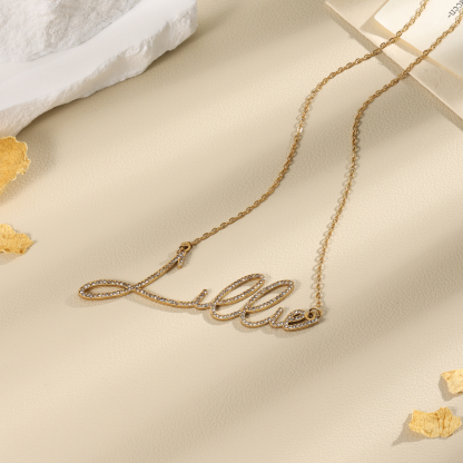 Sparking Name Necklace Personalised Name Necklace With Cubic Zirconia-Jessemade AU