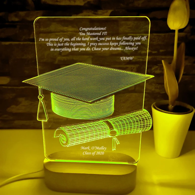 Graduation Gifts Personalised 7 Colours Changing Bachelor Cap Night Light-Jessemade AU