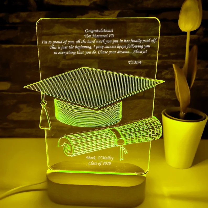 Graduation Gifts Personalised 7 Colours Changing Bachelor Cap Night Light-Jessemade AU