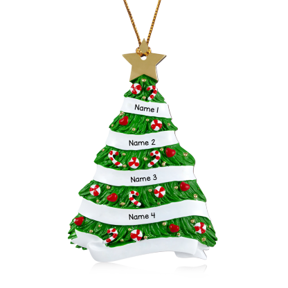 4 Names - Personalised Christmas Tree Ornament Customised Name Wooden Hanging Ornaments Christmas Gift for Family-Jessemade AU