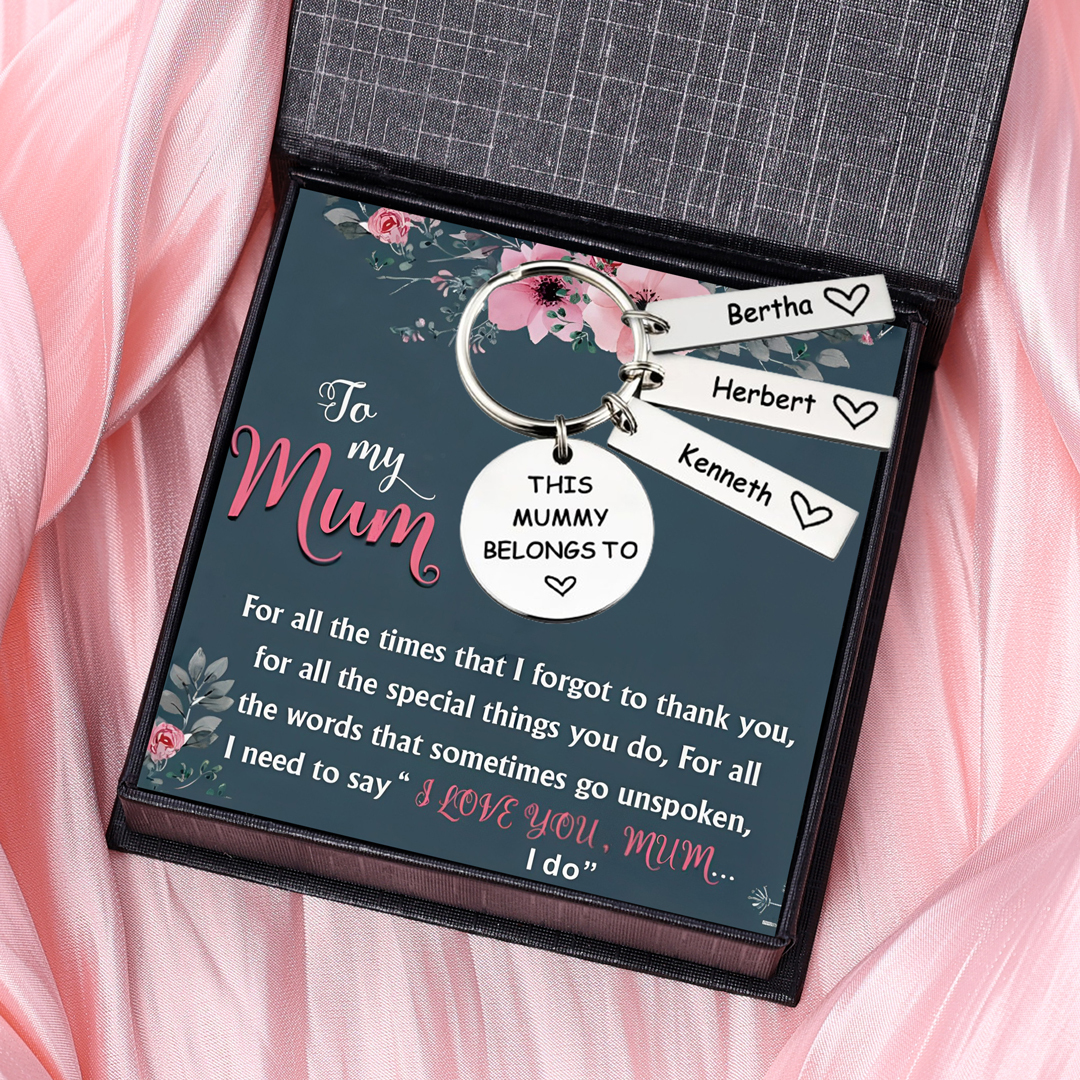 3 Names - Personalised Name Keychain Stainless Steel Keychain Special Gift for Mummy/Dad-Jessemade AU