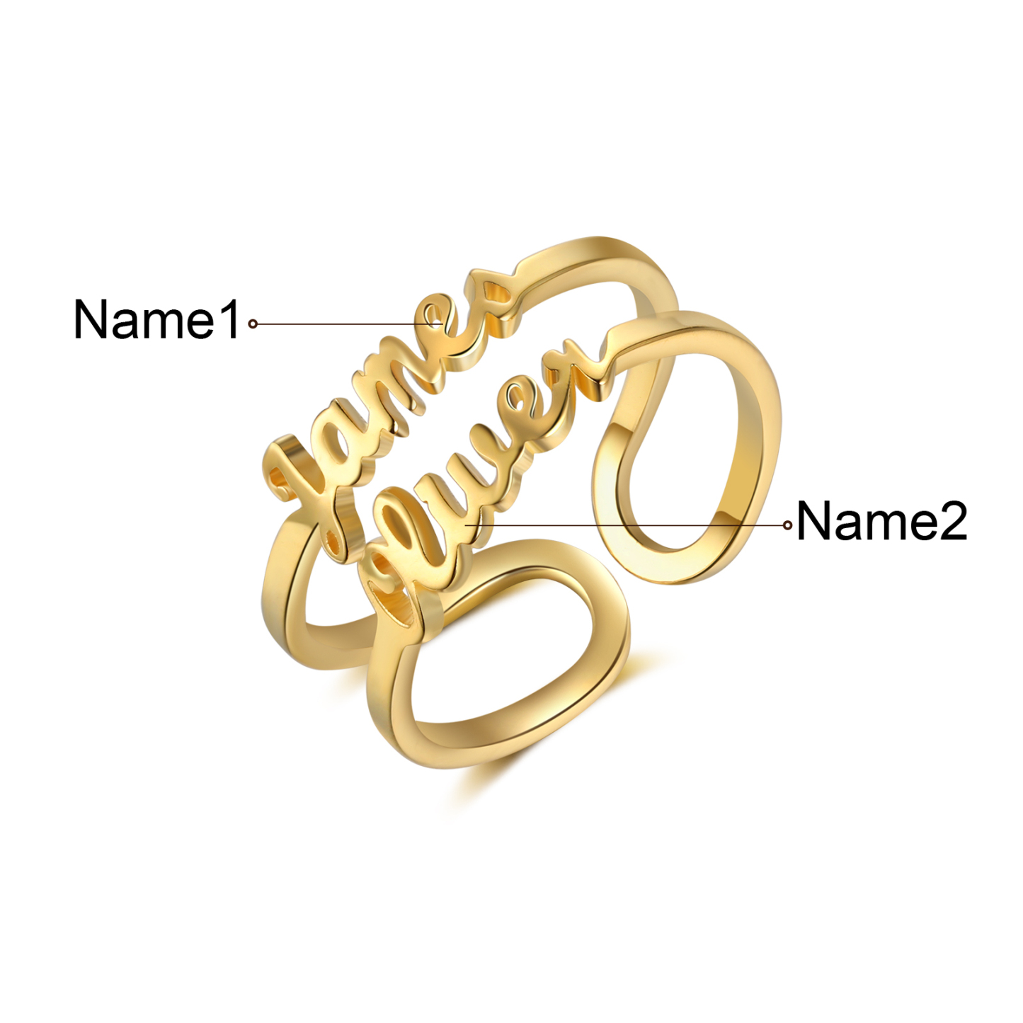 Personalised Family Name Ring Custom 2 Names Best Gift For Women-Jessemade AU