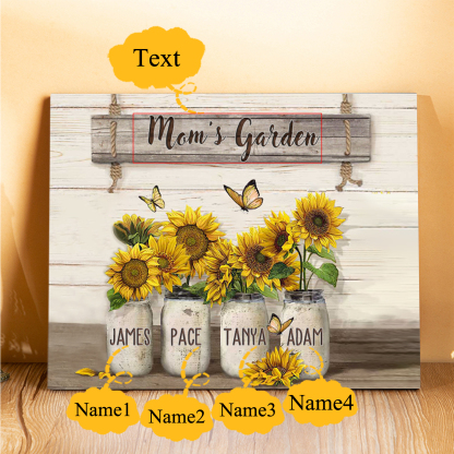 4 Names - Personalised Wooden Plaque Sunflowers Customised with Text Home Decoration Gift for Mother/Grandma-Jessemade AU