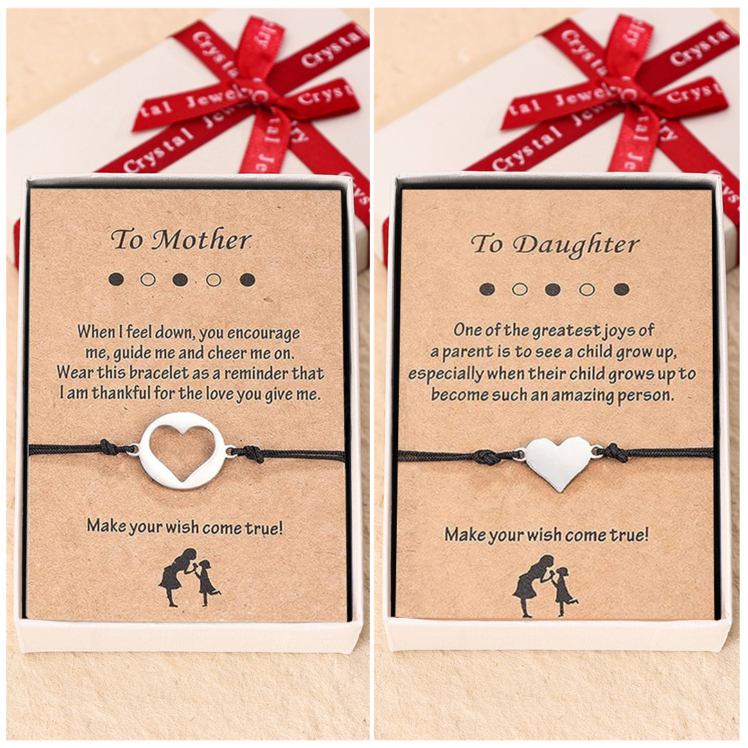 Mother and Daughter Heart Bracelet Back To School Gift Adjustable String Bracelet-Jessemade AU