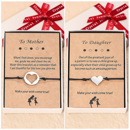 Mother and Daughter Heart Bracelet Back To School Gift Adjustable String Bracelet-Jessemade AU