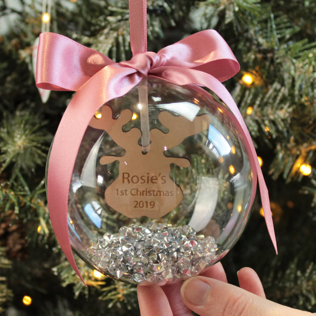 Personalised Reindeer Ball Ornament Custom 1st Christmas Bauble Gifts-Jessemade AU