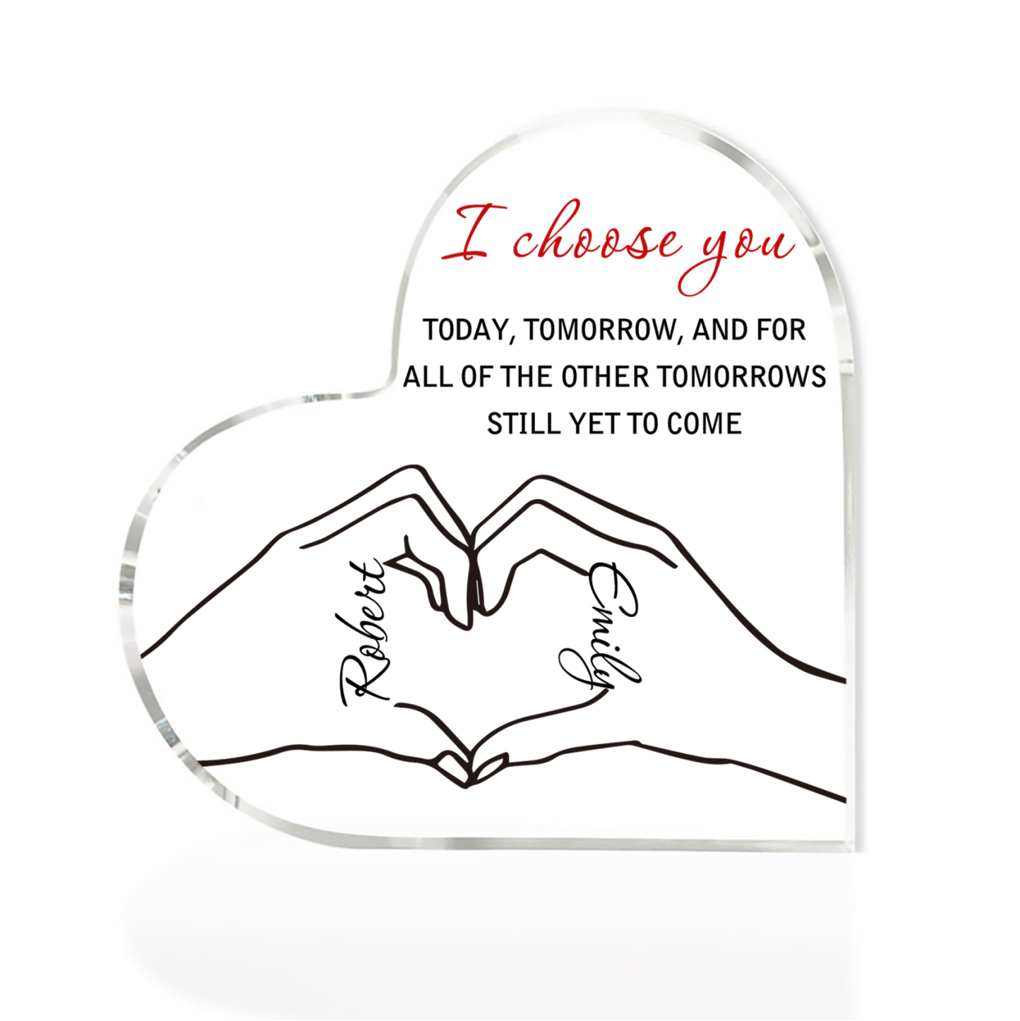 Personalised Couple Acrylic Heart Keepsake Custom 2 Names Ornament Valentine's Day Gift for Wife/Husband-Jessemade AU