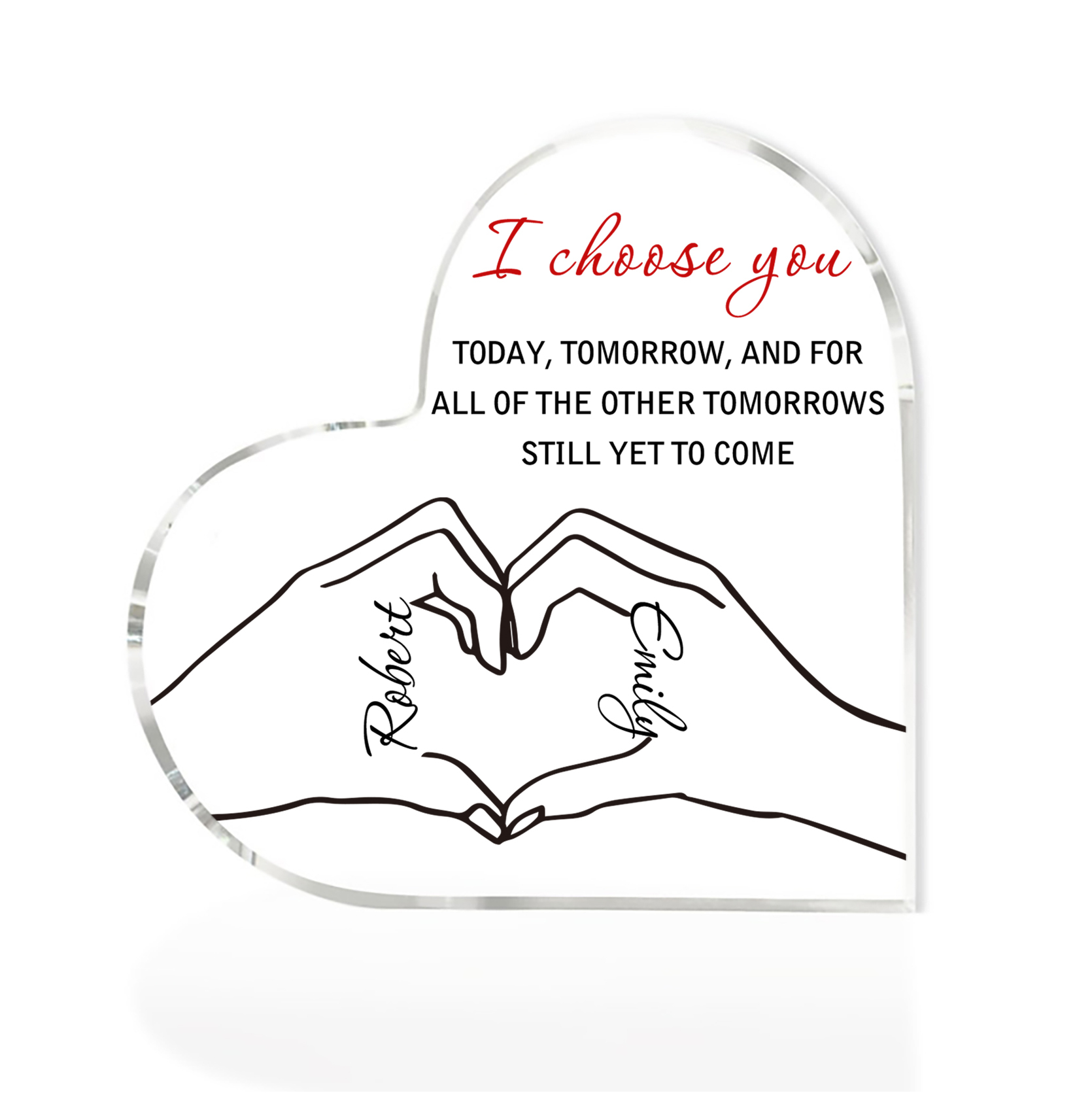 Personalised Couple Acrylic Heart Keepsake Custom 2 Names Ornament Valentine's Day Gift for Wife/Husband-Jessemade AU