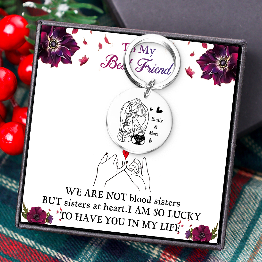 To My Sister Keychain Custom 2 Names Circle Keyring Metal Keychain Personalised Gift For Besties/Friends-Jessemade AU