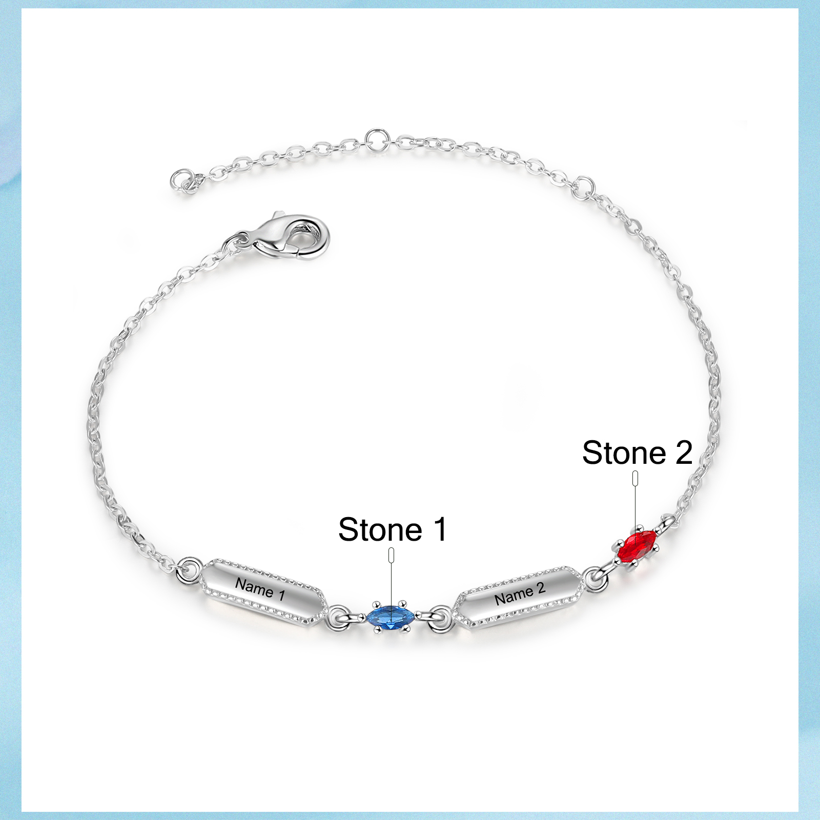 Custom Birthstone Bracelet with 2 Names Personalised Family Bracelet-Jessemade AU