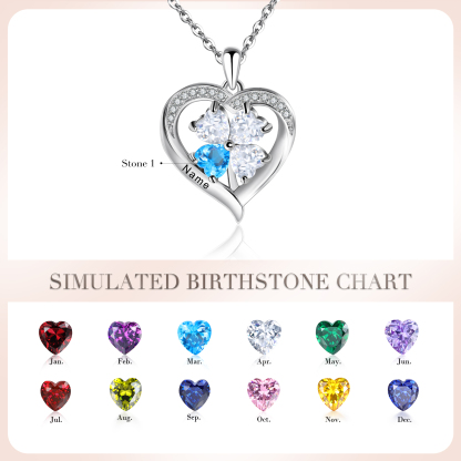 Personalised Heart Necklace with 1 Birthstone Engrave Names Family Necklace for Mom-Jessemade AU