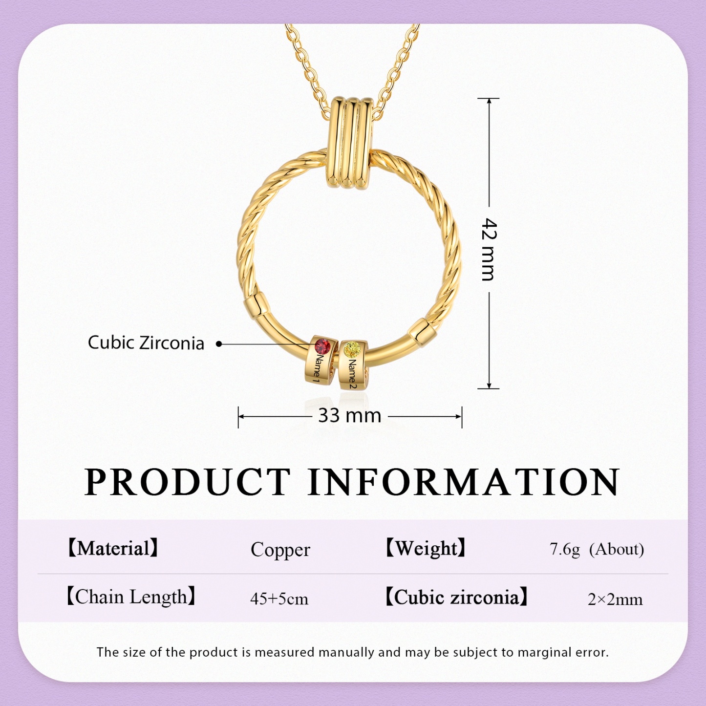 2 Names - Personalised Circle Pendant Necklace Custom Birthstones & Names Necklace Birthday Gift for Her-Jessemade AU