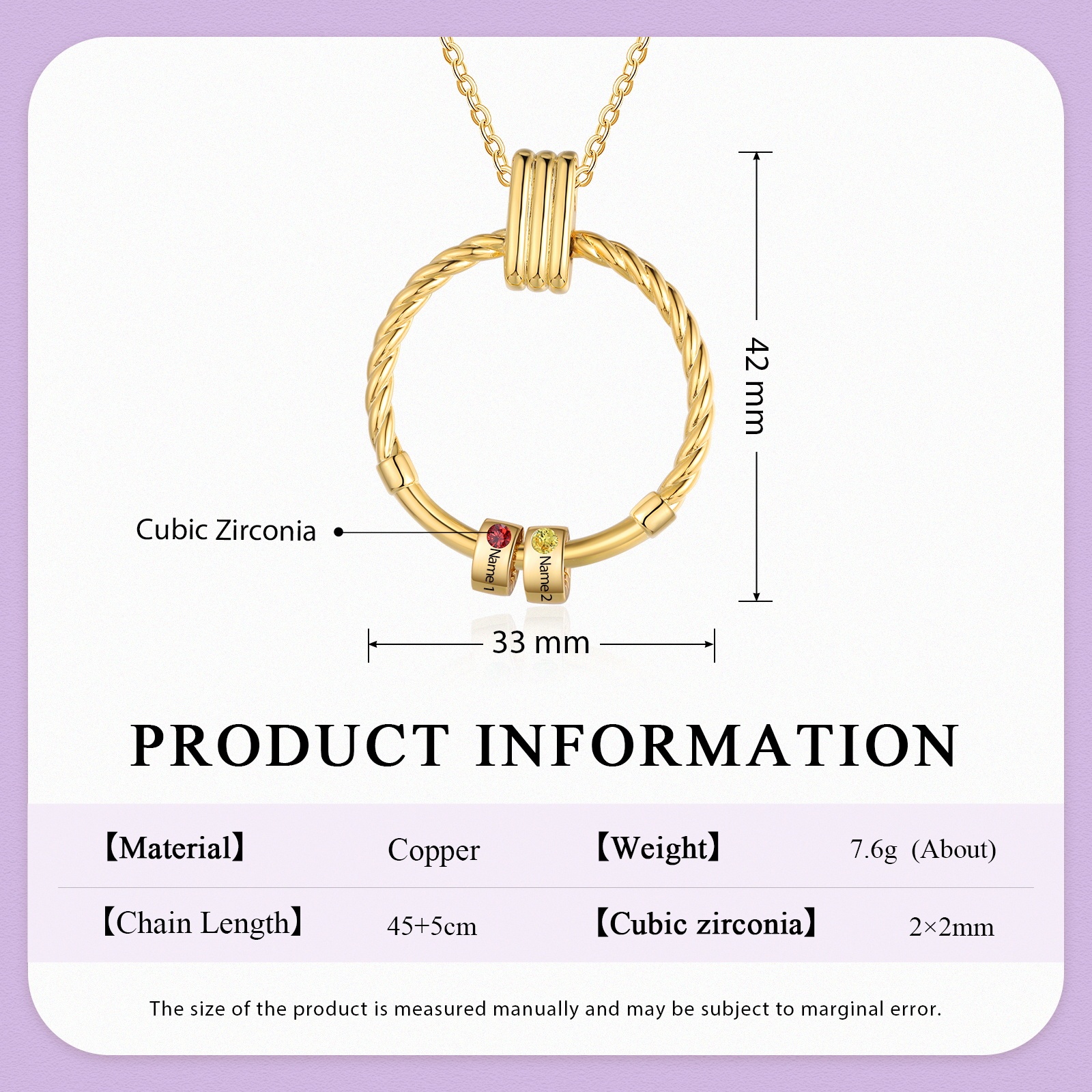 2 Names - Personalised Circle Pendant Necklace Custom Birthstones & Names Necklace Birthday Gift for Her-Jessemade AU