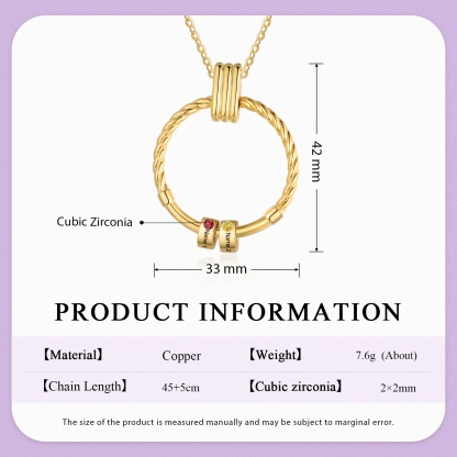 2 Names - Personalised Circle Pendant Necklace Custom Birthstones & Names Necklace Birthday Gift for Her-Jessemade AU
