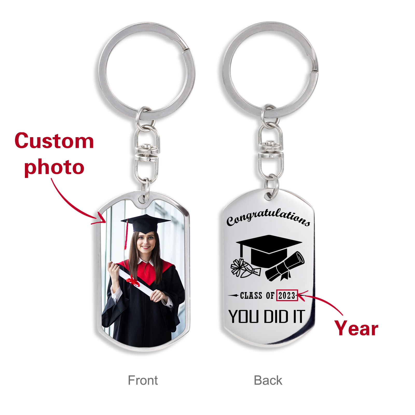 Graduation Keychain Engraved Photo Keychain for Her/Him-Jessemade AU