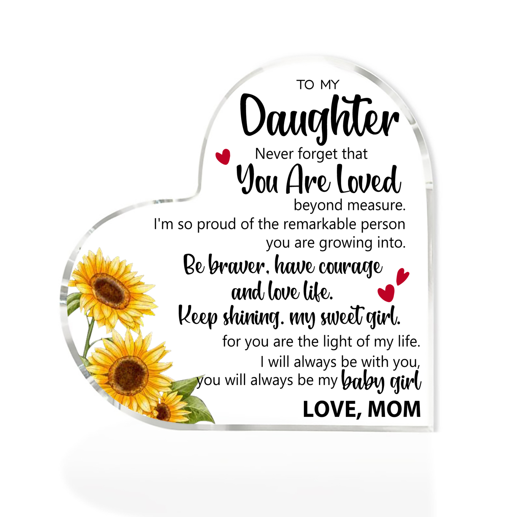 To My Daughter Acrylic Heart Keepsake Heart Ornament - You Will Always Be My Baby Girl-Jessemade AU