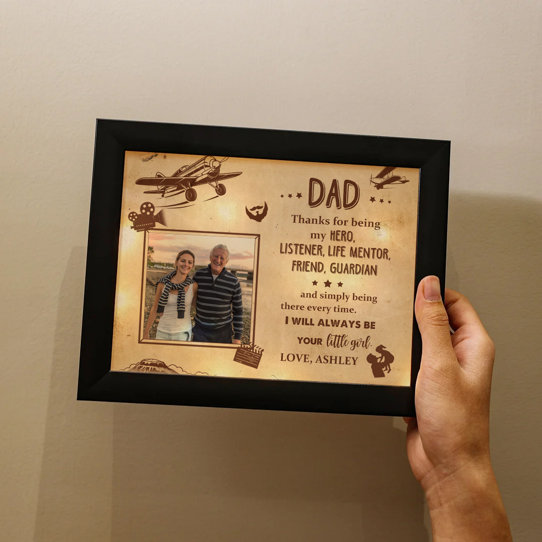 Personalised Father Photo Frames With Light Custom Photos Home Decor Gifts-Thanks for being my HERO-Jessemade AU