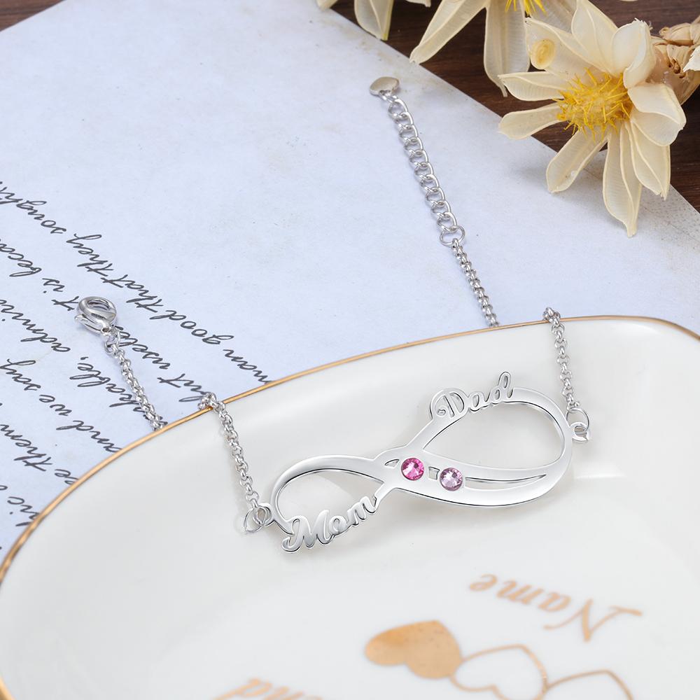 Personalised Bracelet With Birthstone Custom 2 Names Bracelet Gift For Women-Jessemade AU