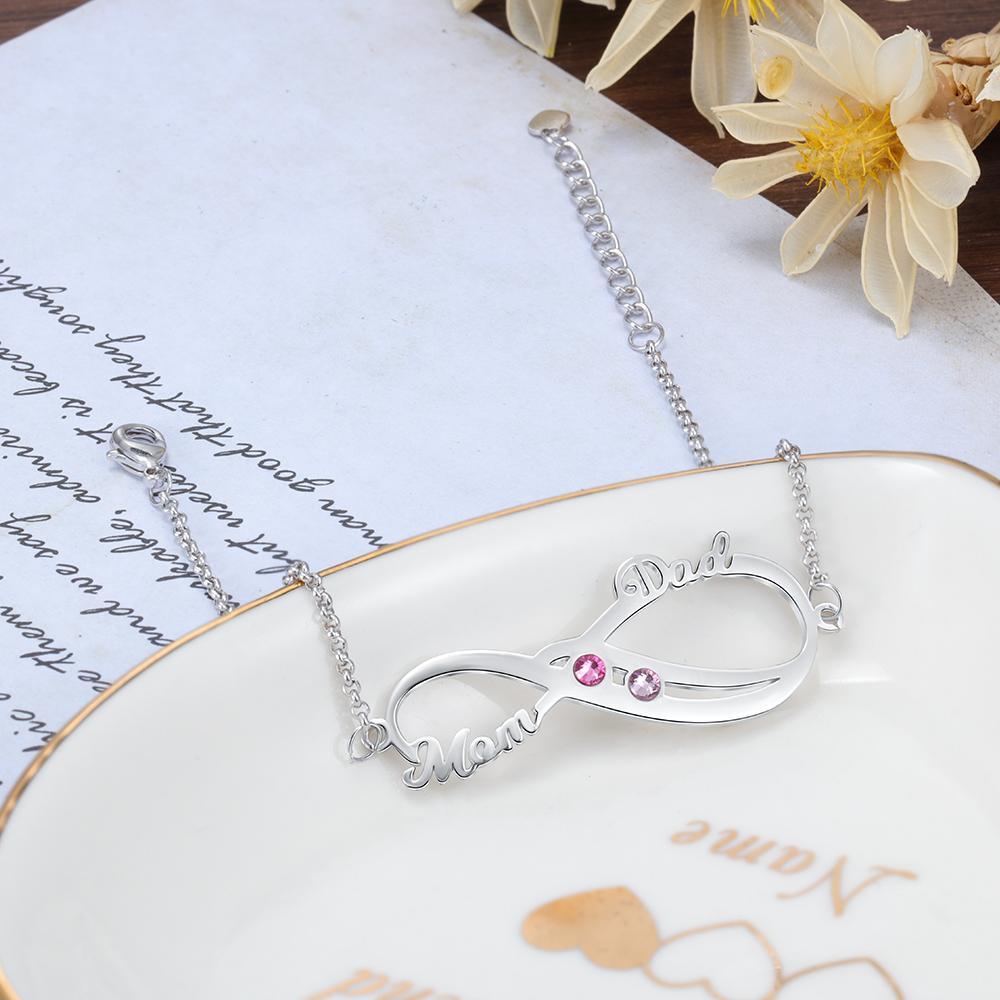 Personalised Bracelet With Birthstone Custom 2 Names Bracelet Gift For Women-Jessemade AU