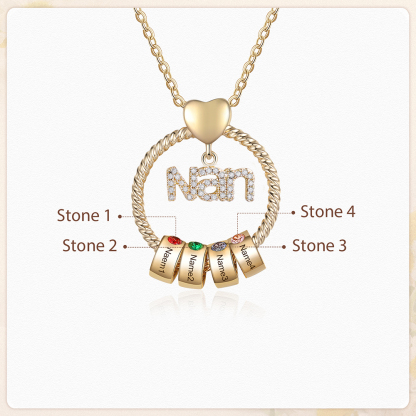 4 Names - Personalised Nan Necklace Custom Names & Birthstones Circle Pendant Necklace Gift for Grandma Nanna-Jessemade AU