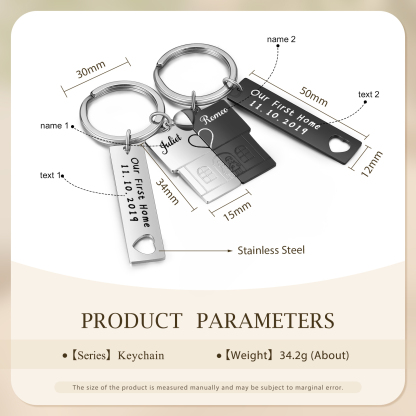 Personalised New Home Keychain Customised 2 Names & Texts Keyring Matching Gifts for Couple-Jessemade AU