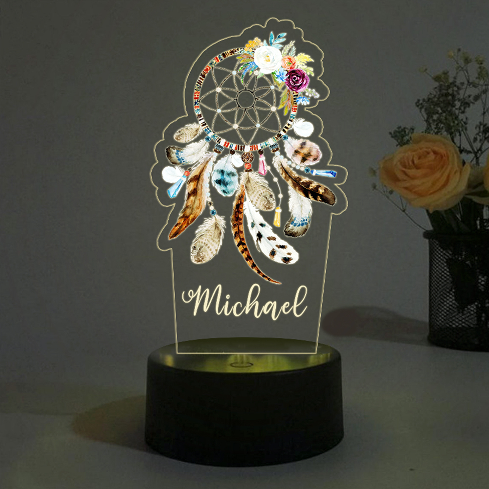 Custom Dream Catcher Night Light 7 Colours Changing Night Light With Name LED Lamp Gifts For Kids-Jessemade AU