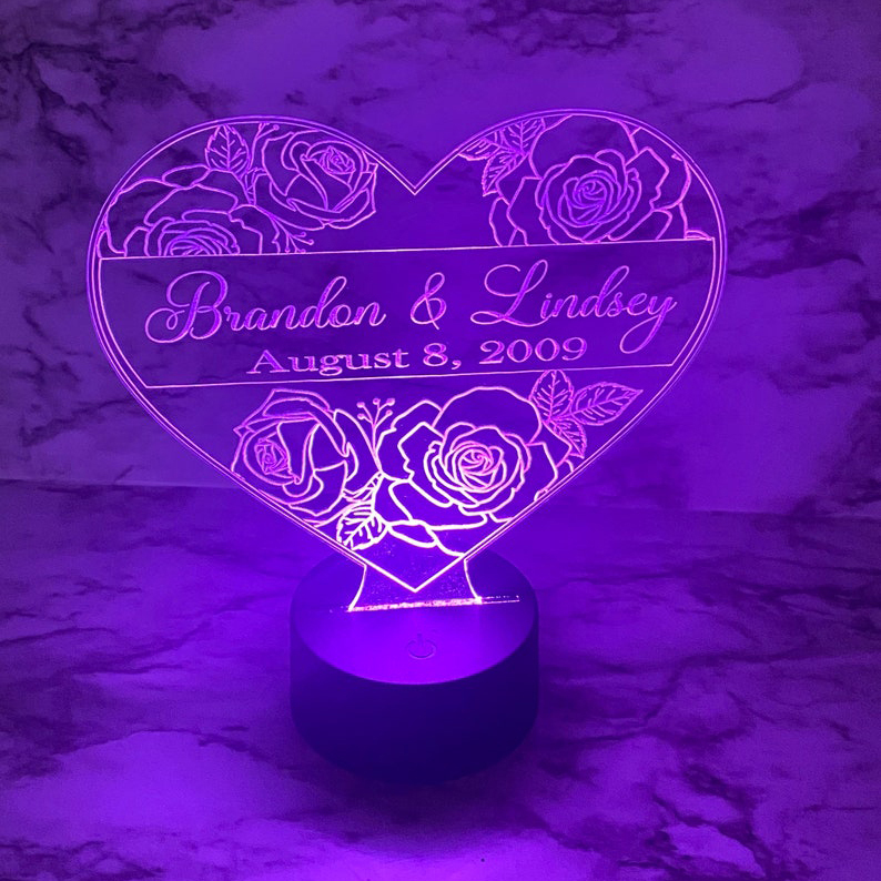 Personalised 7 Colours Changing Night Light Custom Name LED Lamp Gifts For Couple-Jessemade AU
